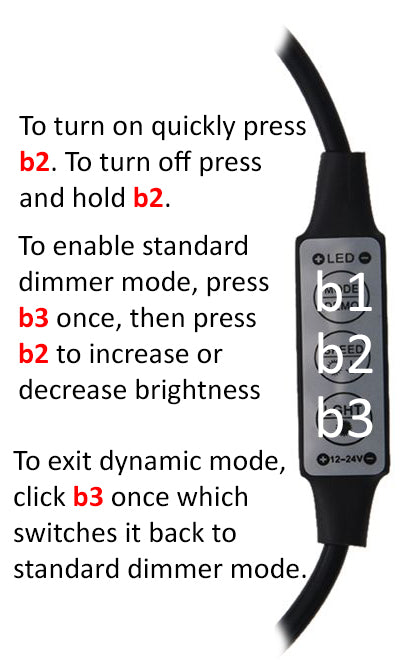 LED Dimmer Inline Low Profile Controller Single Color Strip Lights
